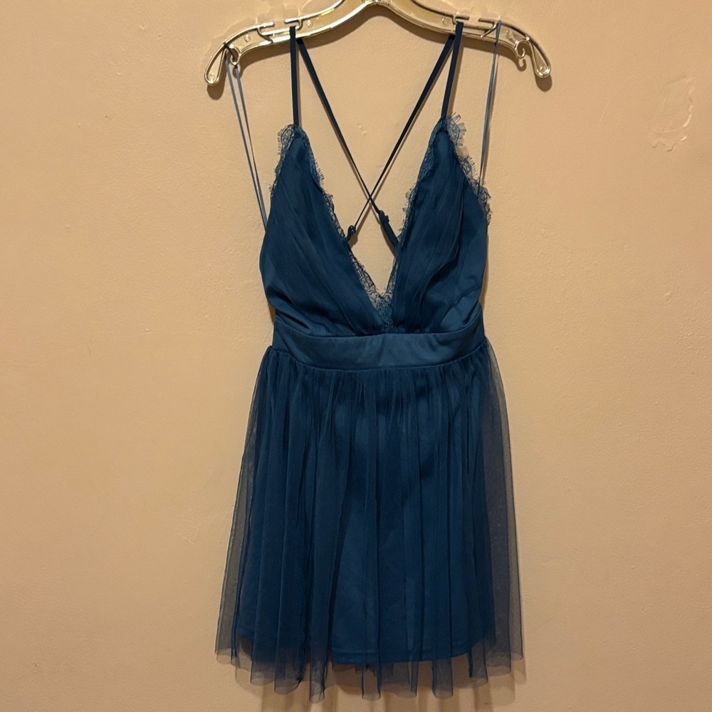 Windsor Teal Lace Mini Dress